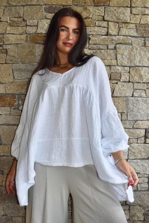 Suri Cushion Cotton Artist Smock White 
